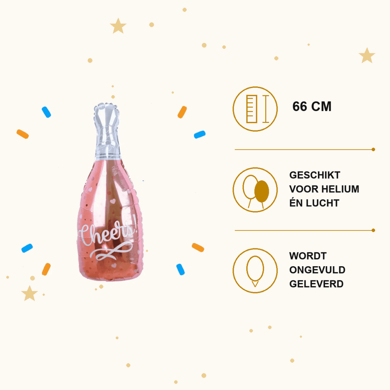 Wijn Fles Cheers Folie Ballon - 66 cm - Ballonnenshop.nl