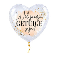 Wil Je mijn Getuige Zijn? Ballon – met helium gevuld, met gouden lint