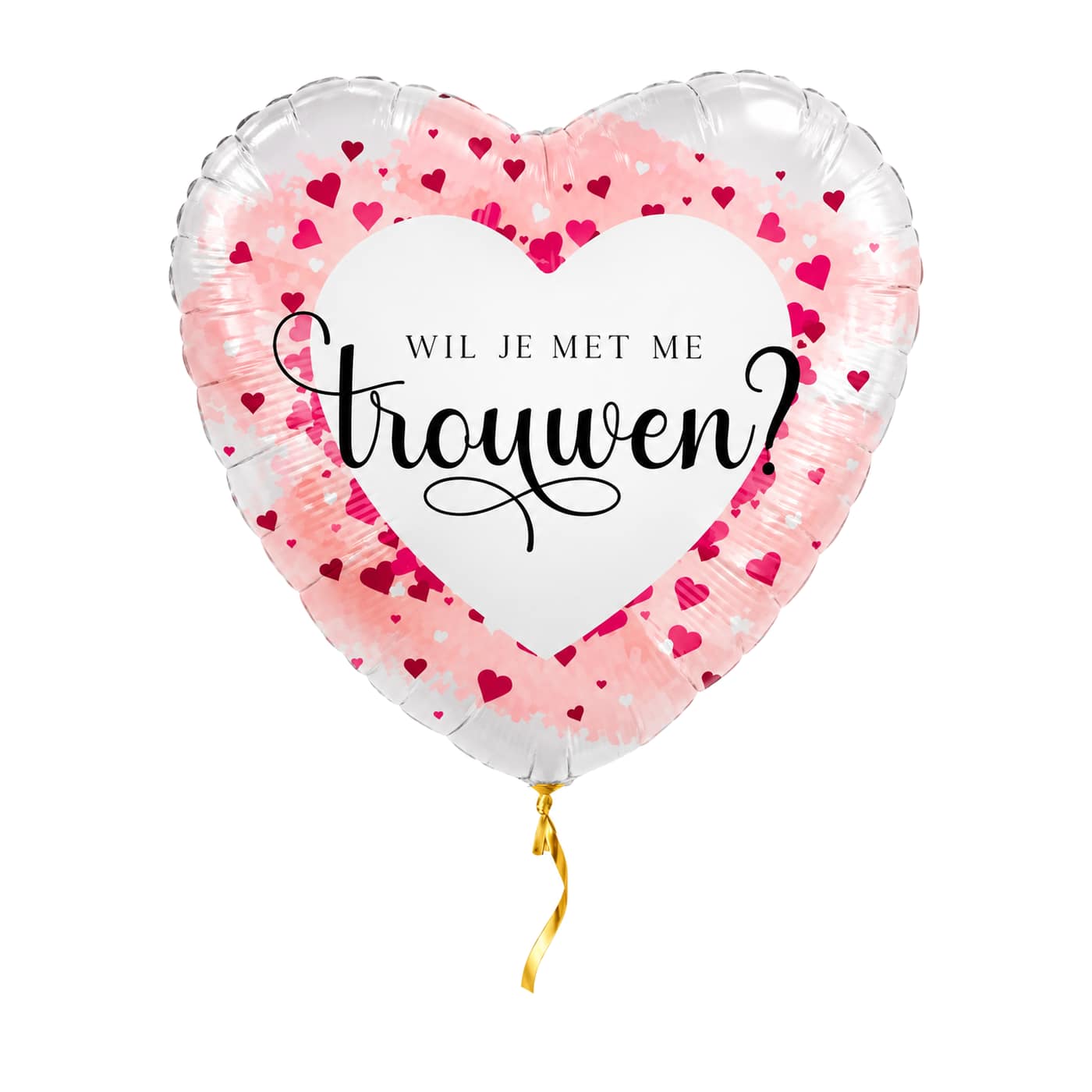 Wil Je Trouwen Helium Ballon – met helium gevuld, met gouden lint
