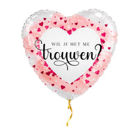 Wil Je Trouwen Helium Ballon – met helium gevuld, met gouden lint