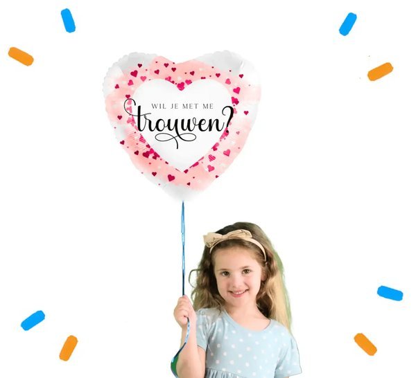 Wil Je Trouwen Helium Ballon - Gevuld Met Helium - 46 cm - Ballonnenshop.nl