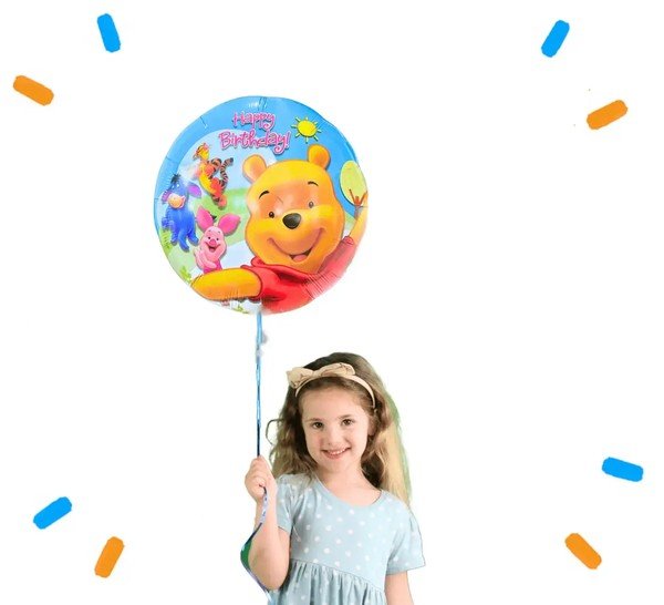 Winnie The Pooh Helium Ballon Happy Birthday - Gevuld Met Helium - 45 cm - Ballonnenshop.nl