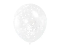 Witte Confetti Ballonnen - 6 stuks - 30,5 cm - Ballonnenshop.nl