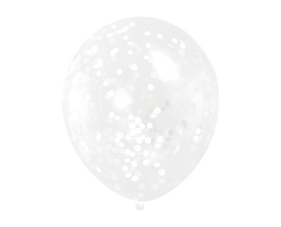 Witte Confetti Ballonnen - 6 stuks - 30,5 cm - Ballonnenshop.nl