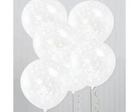 Witte Confetti Ballonnen - 6 stuks - 30,5 cm - Ballonnenshop.nl