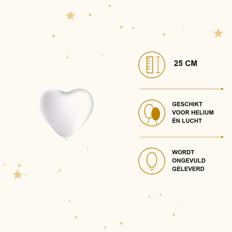 Witte Hartjes Ballonnen - 6 stuks - 25 cm - Ballonnenshop.nl