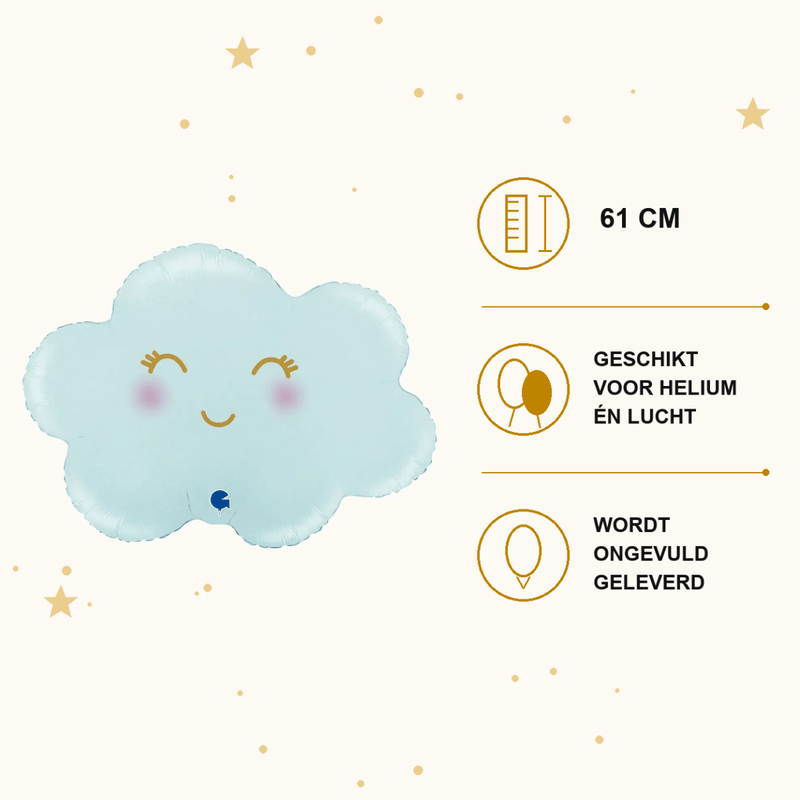 Wolk Blauw Folie Ballon - 61 cm - Ballonnenshop.nl