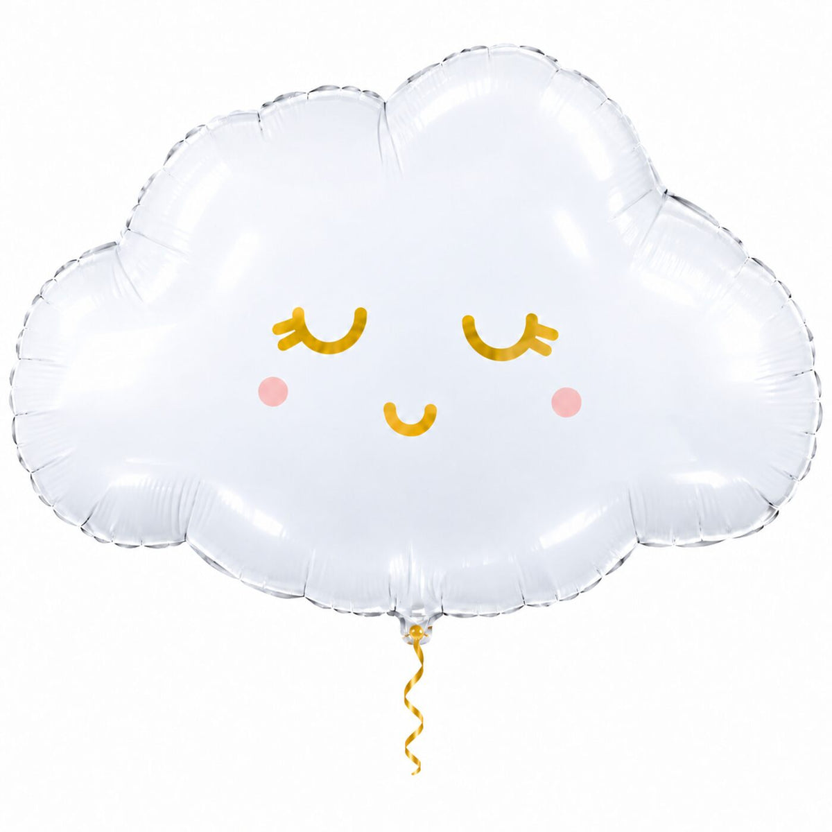 Wolk Helium Ballon met dun metallic-gouden lint op witte achtergrond – Ballonnenshop.nl