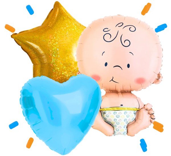 XL Baby Trosje Helium Ballonnen Blauw - Gevuld Met Helium - 61 cm - Ballonnenshop.nl