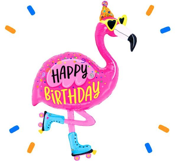 XL Happy Birthday Flamingo Helium Ballon - Gevuld Met Helium - 107 cm - Ballonnenshop.nl
