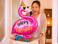XL Happy Birthday Flamingo Helium Ballon - Gevuld Met Helium - 107 cm - Ballonnenshop.nl