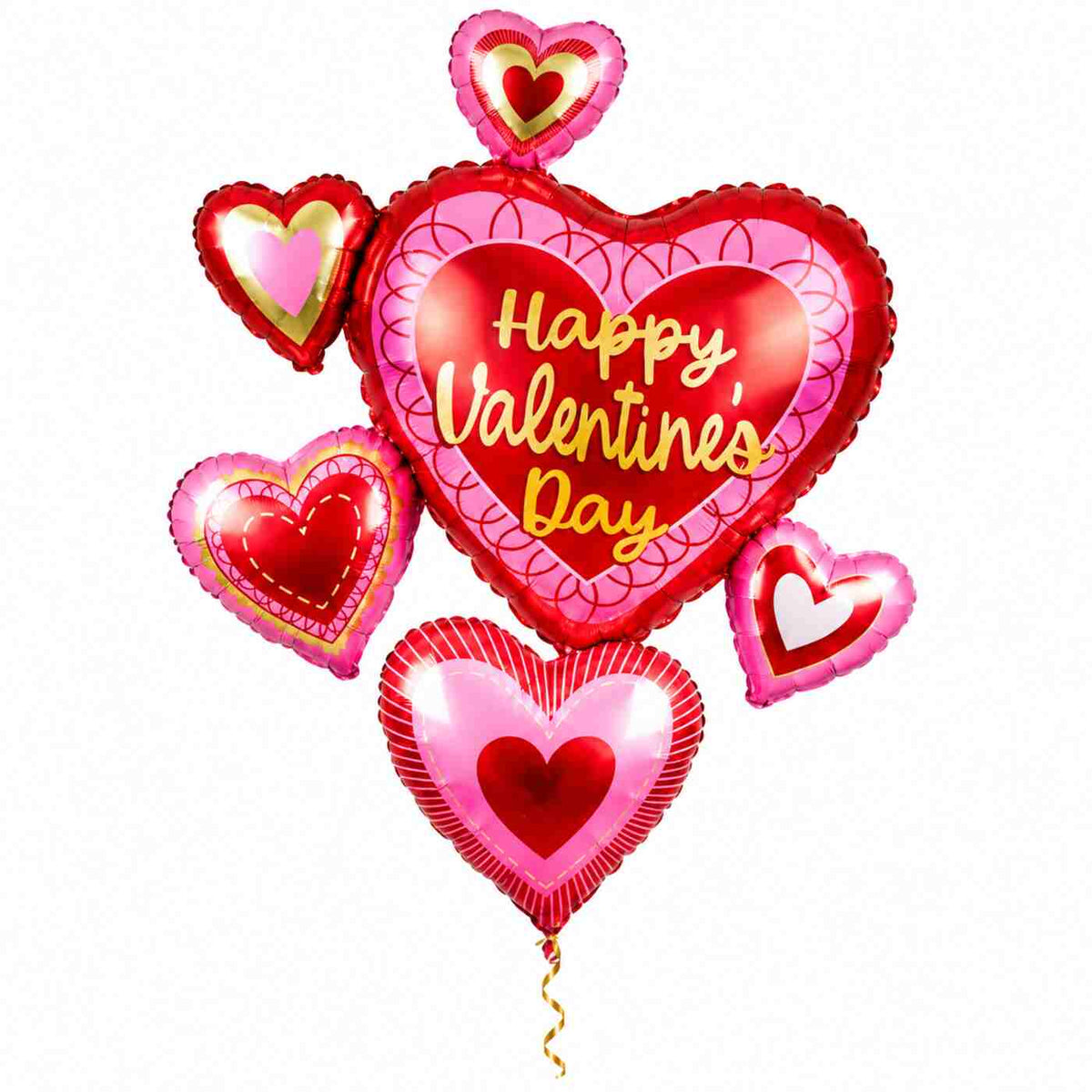 XL Happy Valentine’s Day – Voor een Bijzonder Moment met dun metallic gouden lint op witte achtergrond – Ballonnenshop.nl