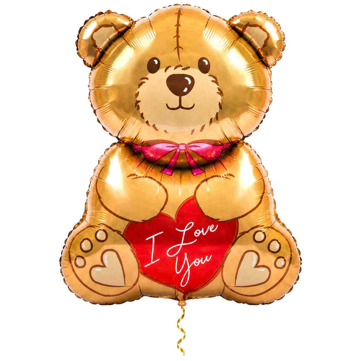 XL I Love You Beer Ballon met dun metallic gouden lint op witte achtergrond – Ballonnenshop.nl