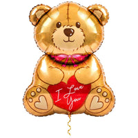 XL I Love You Beer Ballon met dun metallic gouden lint op witte achtergrond – Ballonnenshop.nl