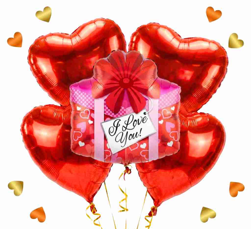XL I Love You Cadeau Ballonnentros 5 Ballonnen - Gevuld Met Helium - 45 cm - Ballonnenshop.nl