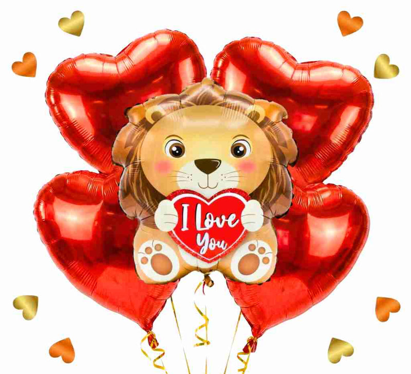 XL I Love You Leeuw Ballonnentros – Met Karakter - Ballonnenshop.nl