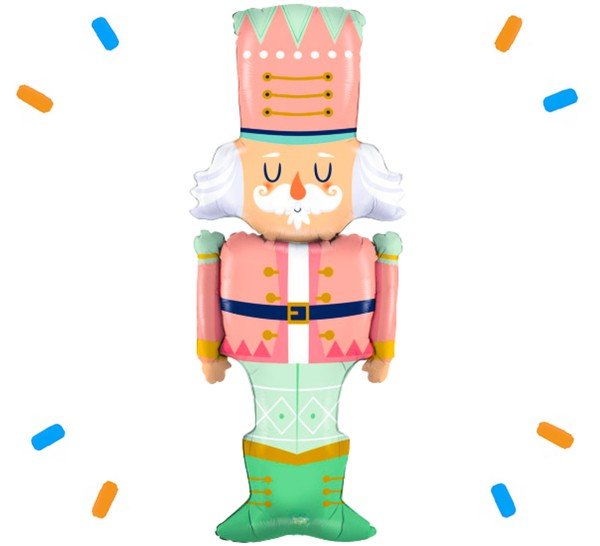 XL Notenkraker Kerst Pastel Helium Ballon - Gevuld Met Helium - 103 cm - Ballonnenshop.nl