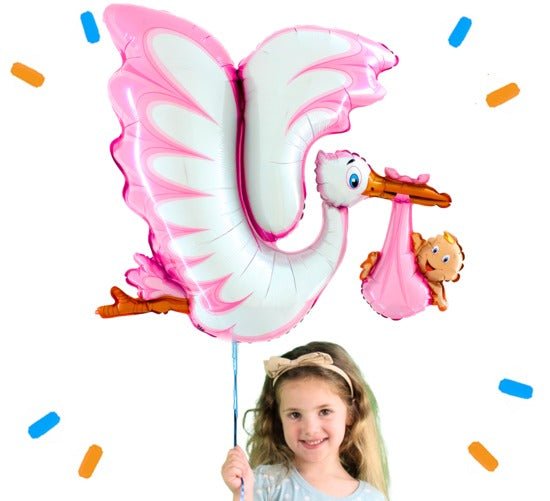 XL Roze Ooievaar Helium Ballon - Gevuld Met Helium - 114 cm - Ballonnenshop.nl