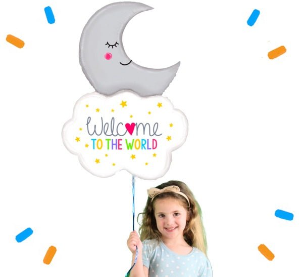 XL Welcome To The World Maan Helium Ballon - Gevuld Met Helium - 104 cm - Ballonnenshop.nl