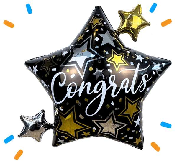XXL Congrats Ster Helium Ballon - Gevuld Met Helium - 85 cm - Ballonnenshop.nl