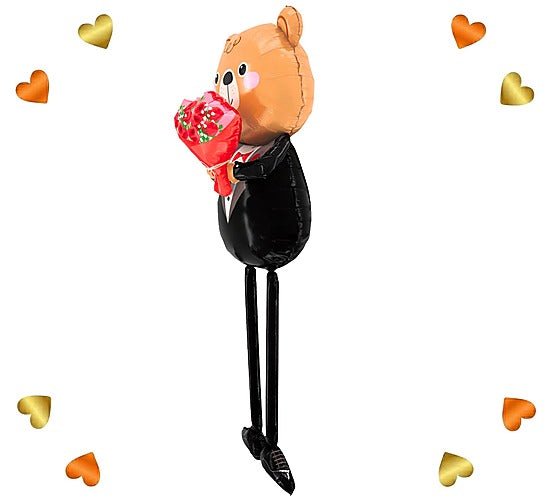 XXXL Romantische Beer Met Bloemen Ballon - Gevuld Met Helium - 163 cm - Ballonnenshop.nl