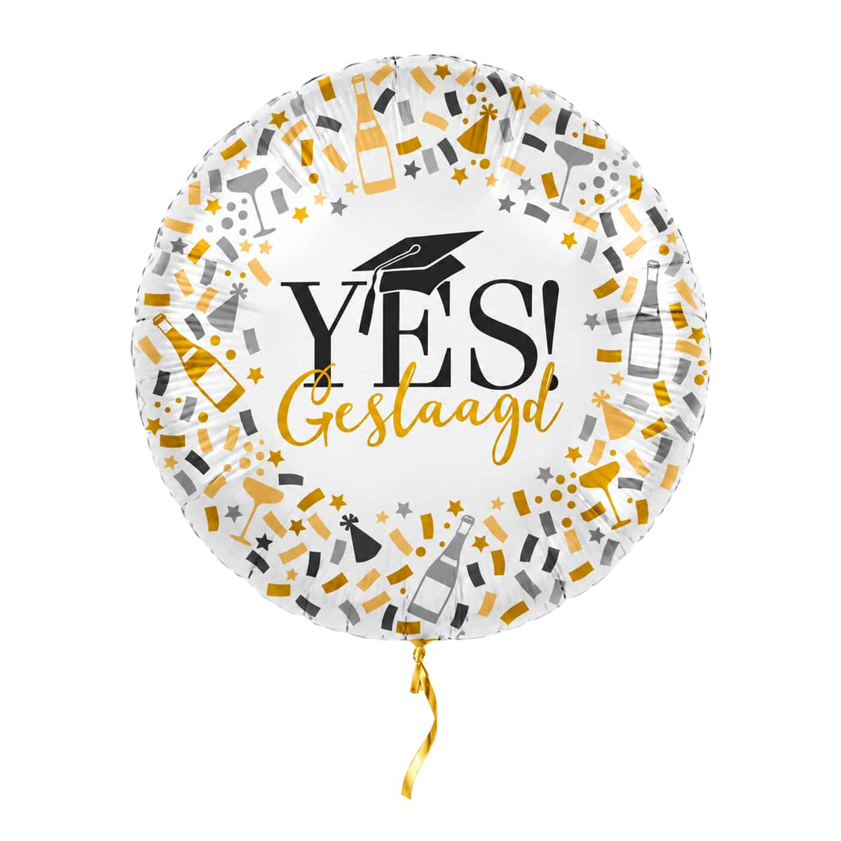 Yes! Geslaagd Helium Ballon met helium en gouden lint