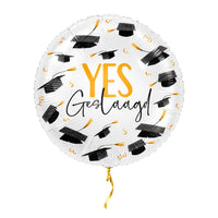 Yes Geslaagd Helium Ballon – met helium gevuld, met gouden lint