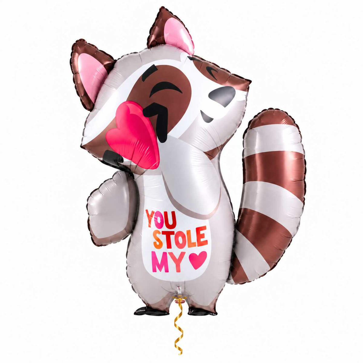 You Stole My Heart Wasbeer – Met een Zachte Knipoog met dun metallic gouden lint op witte achtergrond – Ballonnenshop.nl