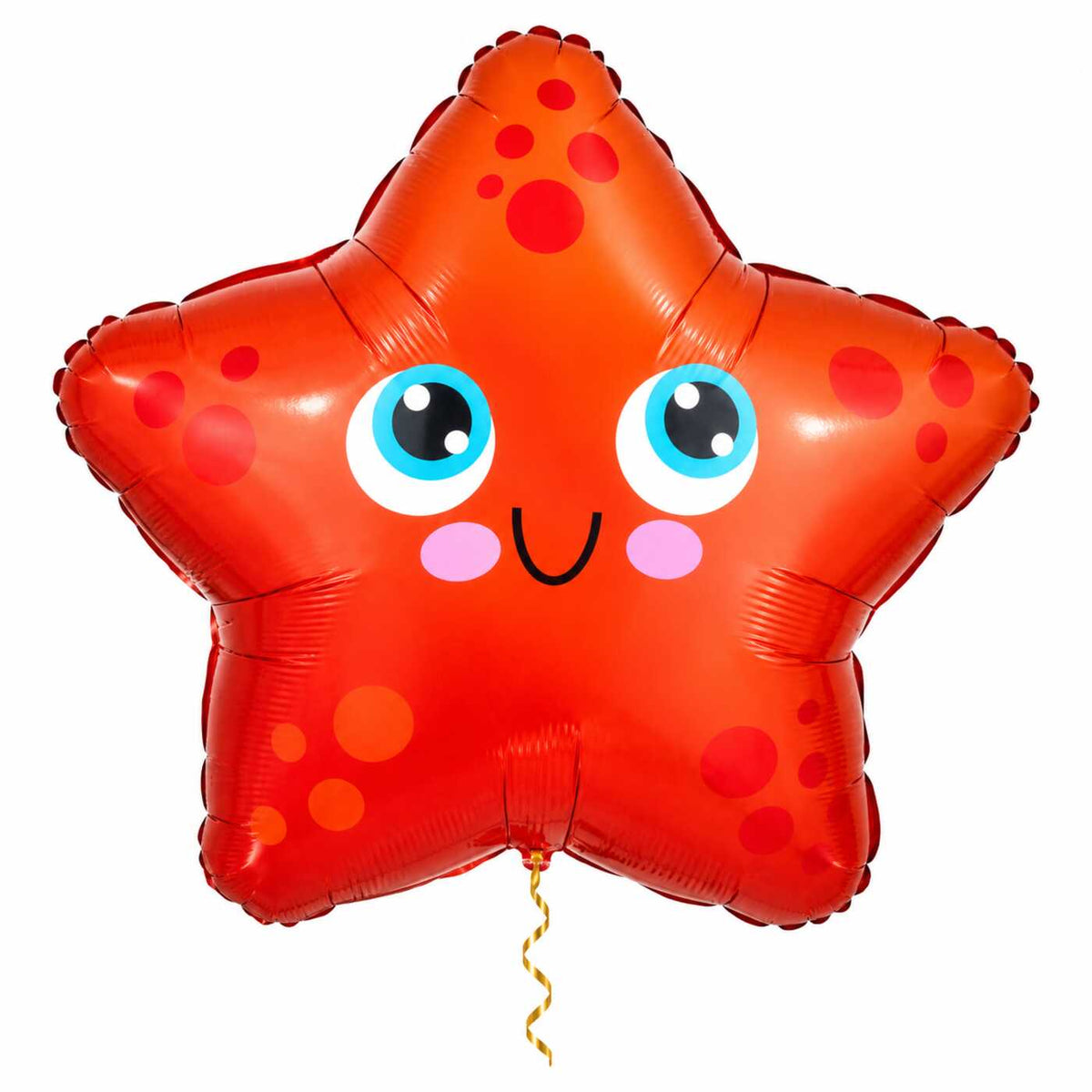 Zeester Helium Ballon met dun metallic gouden lint op witte achtergrond – Ballonnenshop.nl