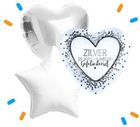 Zilver 25 Jarig Huwelijk Trosje Helium Ballonnen - Gevuld Met Helium - 46 cm - Ballonnenshop.nl