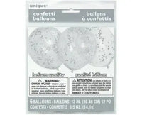 Zilveren Confetti Ballonnen - 6 stuks - 30,5 cm - Ballonnenshop.nl