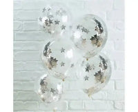 Zilveren Confetti Ballonnen Sterren - 5 stuks - 30 cm - Ballonnenshop.nl