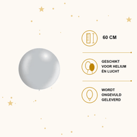 Zilveren Mega Ballon Metallic 60 cm - Ballonnenshop.nl