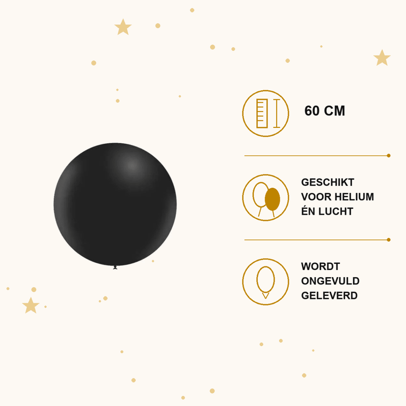 Zwarte Mega Ballon 60 cm - Ballonnenshop.nl
