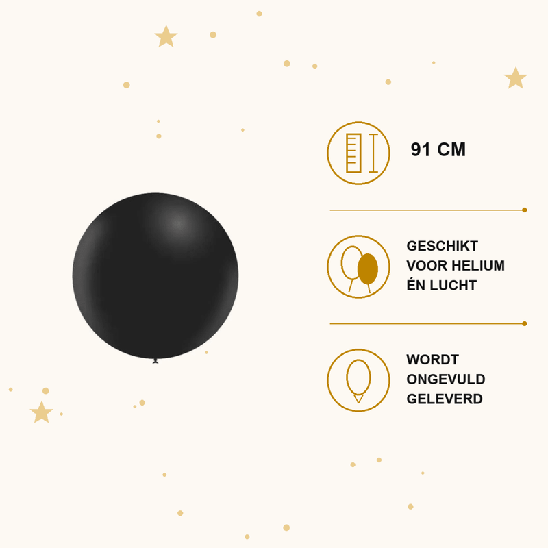 Zwarte Mega Ballon XL 91 cm - Ballonnenshop.nl