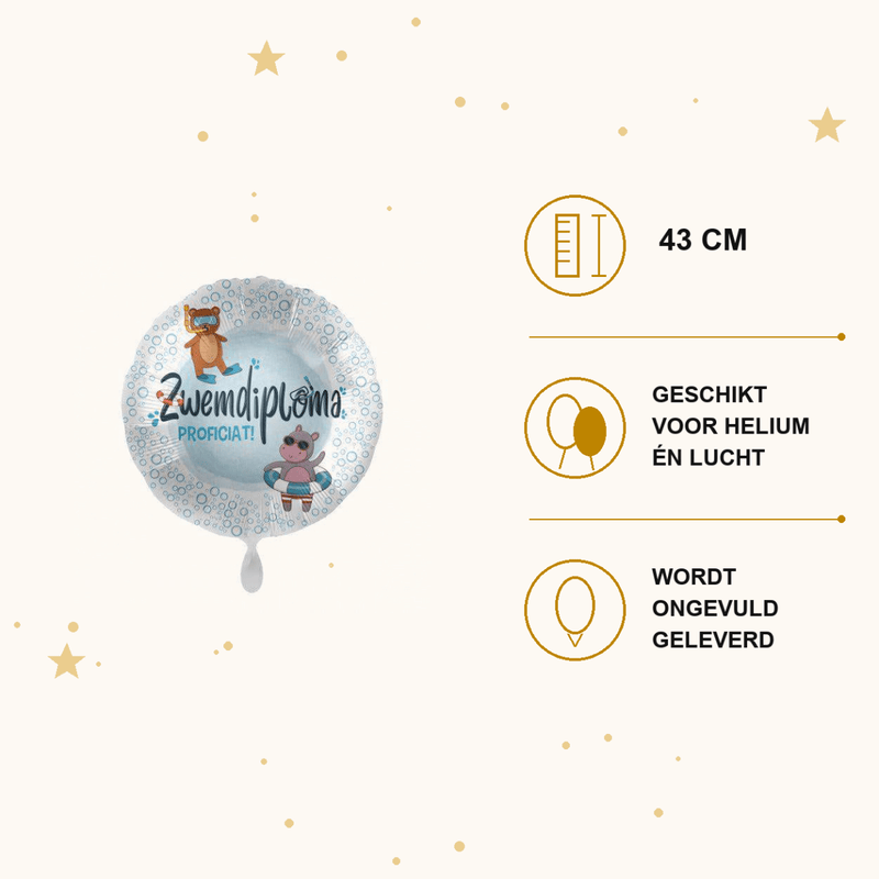 Zwemdiploma Folie Ballon - 43 cm - Ballonnenshop.nl