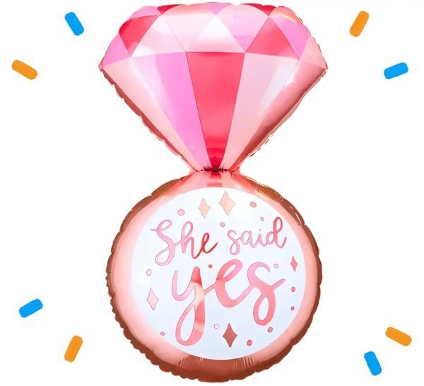 She Said Yes ringballon om een verloving feestelijk te vieren